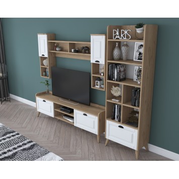 Mueble TV con estante AA101-2555 nogal blanco - 543WRN1510