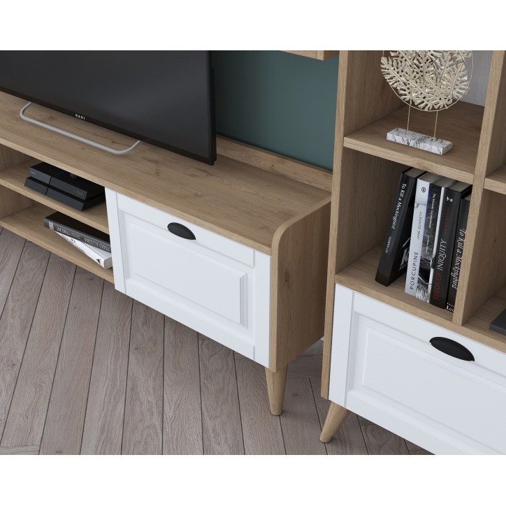 Mueble TV con estante AA101-2555 nogal blanco