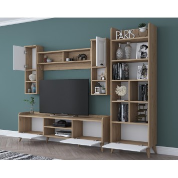 Mueble TV con estante AA101-2555 nogal blanco - 543WRN1510