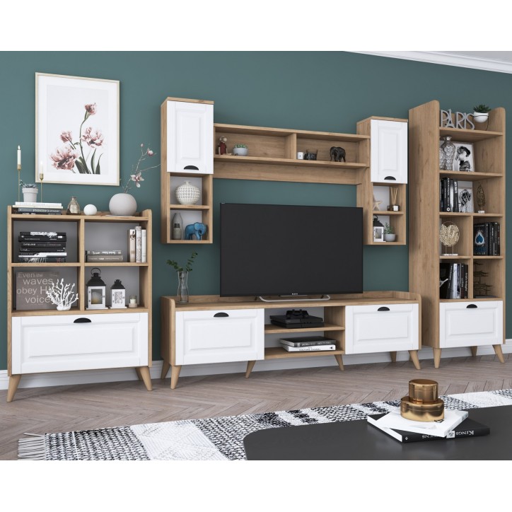 Mueble TV con estante AA101-2557 nogal blanco