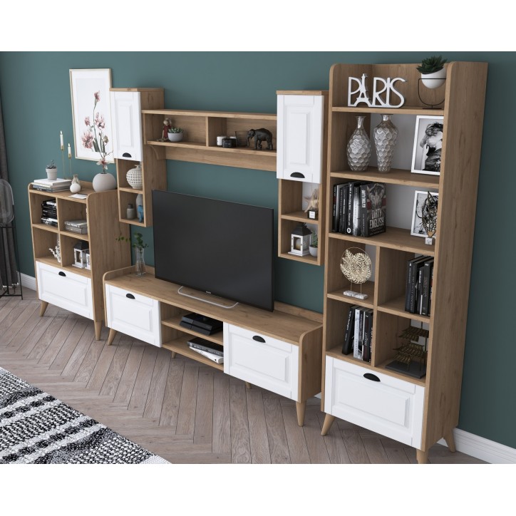 Mueble TV con estante AA101-2557 nogal blanco