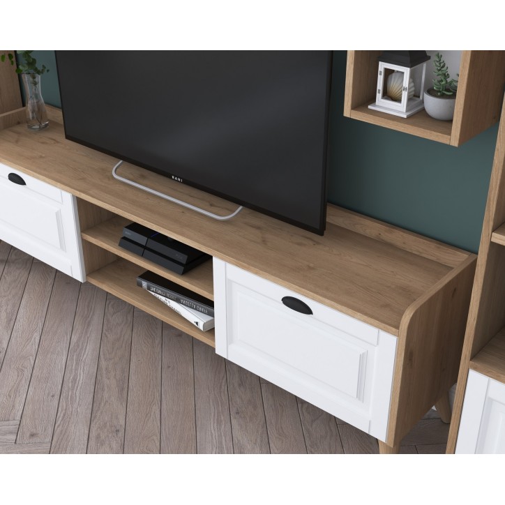 Mueble TV con estante AA101-2557 nogal blanco