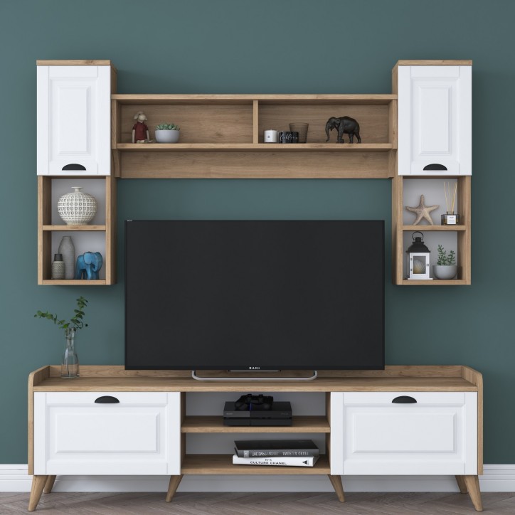 Mueble TV con estante AA101-2559 nogal blanco