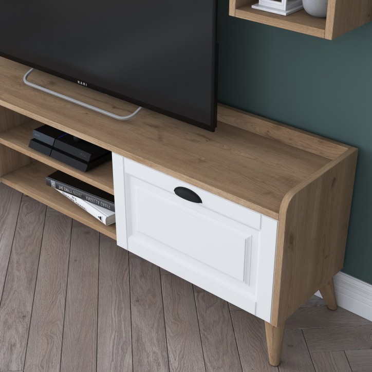 Mueble TV con estante AA101-2559 nogal blanco