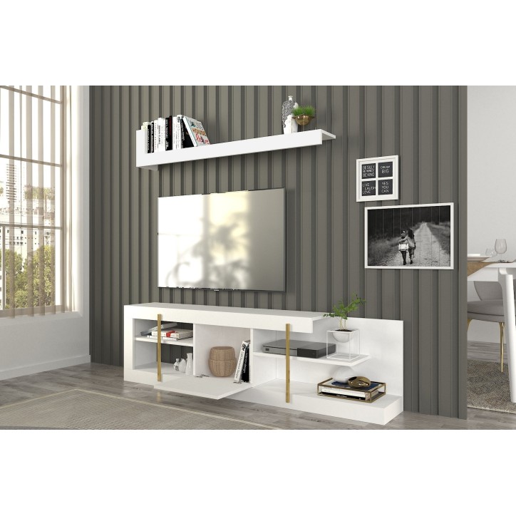 Mueble TV con estante Cascade blanco