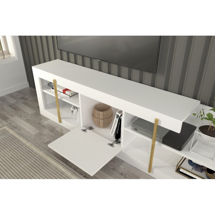 Mueble TV con estante Cascade blanco