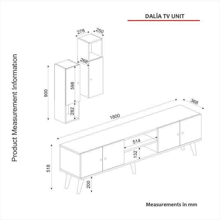 Mueble TV con estante Dalia nogal