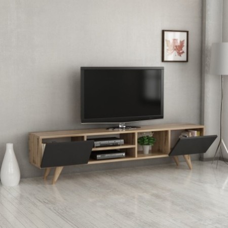 Mueble TV con estante Dore roble negro