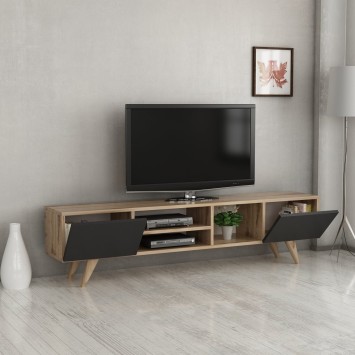 Mueble TV con estante Dore roble negro - 506MNR1105