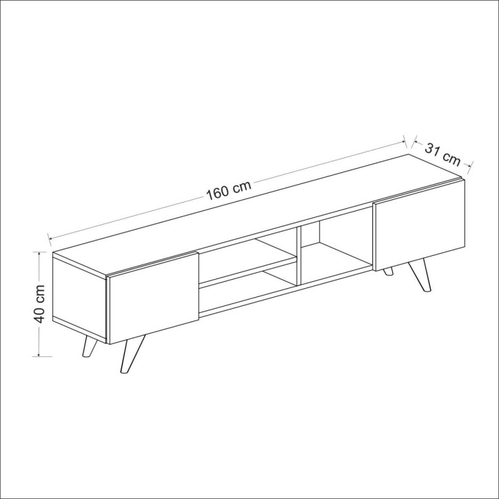 Mueble TV con estante Dore roble negro