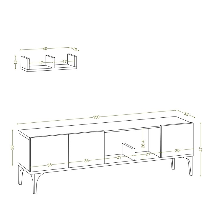 Mueble TV con estante Hubbl DEC0076 blanco