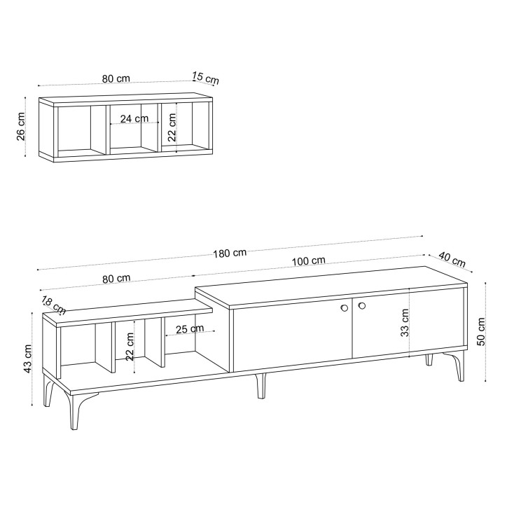 Mueble TV con estante Justo roble