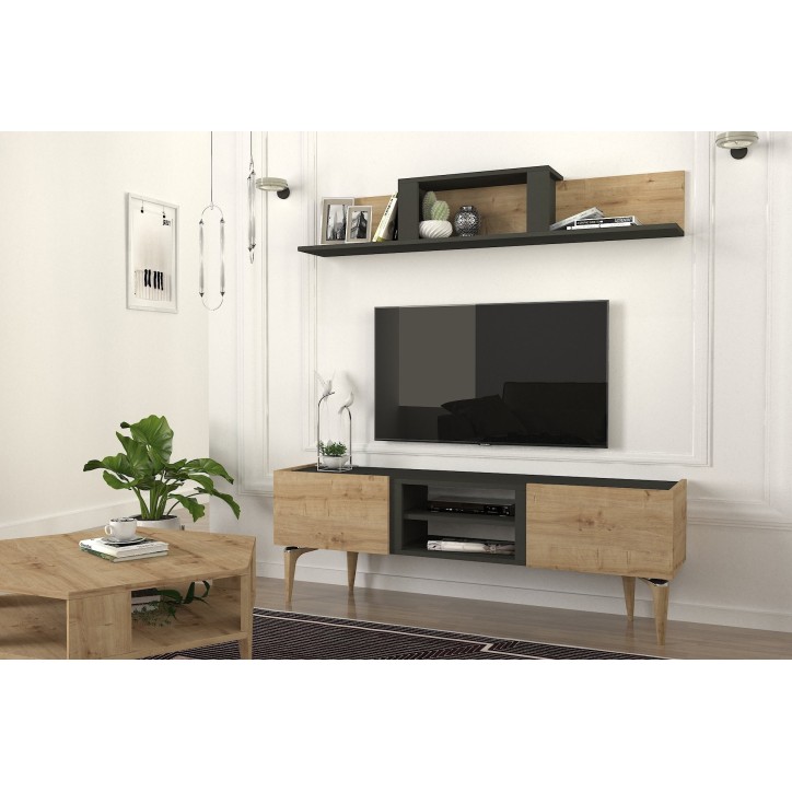 Mueble TV con estante Kipera roble