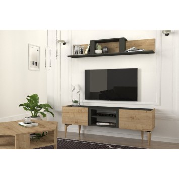 Mueble TV con estante Kipera roble - 804TRH3079