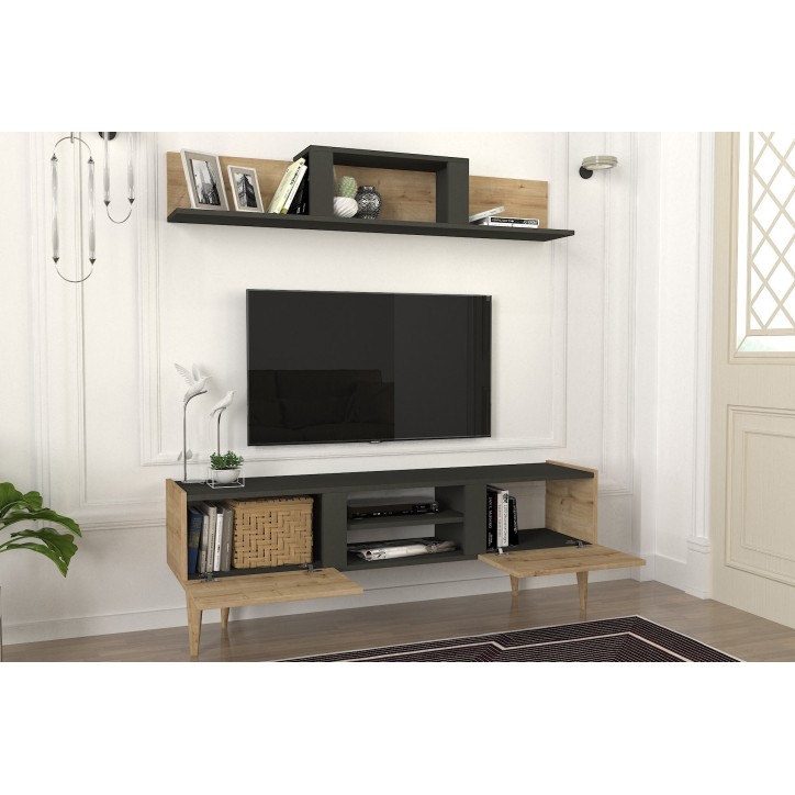 Mueble TV con estante Kipera roble