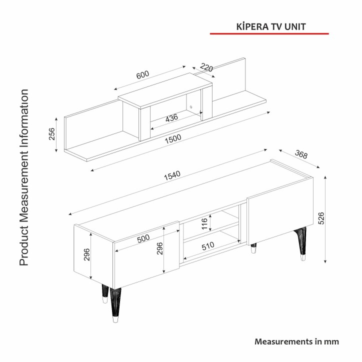 Mueble TV con estante Kipera roble