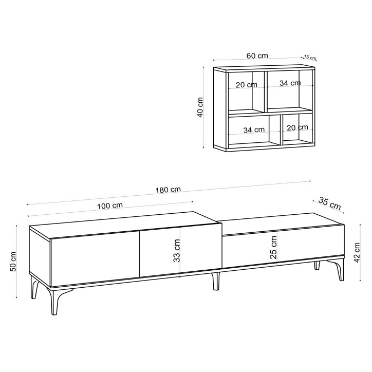 Mueble TV con estante Lott roble