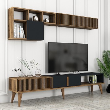 Mueble TV con estante Milan TV antracita nogal - 845HCT3111