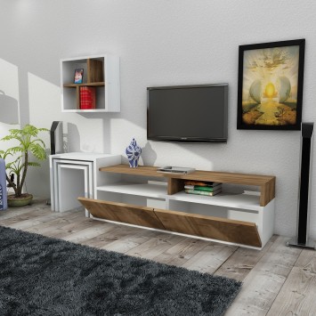 Mueble TV con estante Missy nogal blanco - 756FRN3028