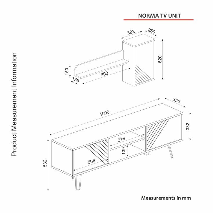 Mueble TV con estante Norma nogal