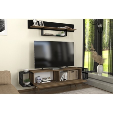 Mueble TV con estante Oltre negro nogal