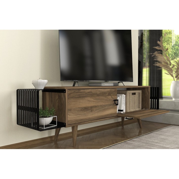 Mueble TV con estante Oltre negro nogal