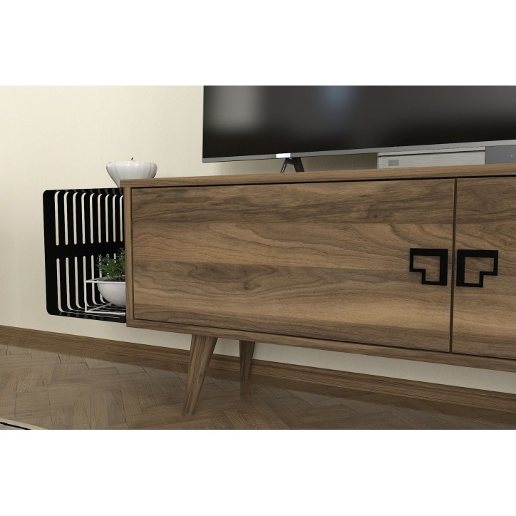 Mueble TV con estante Oltre negro nogal