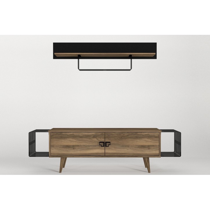 Mueble TV con estante Oltre negro nogal