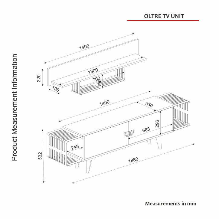 Mueble TV con estante Oltre negro nogal