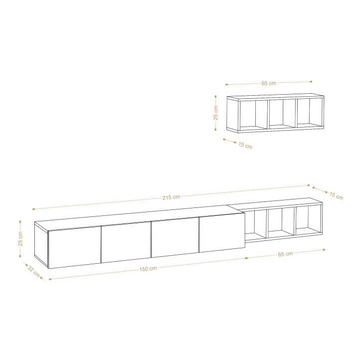 Mueble TV con estante Pıa roble blanco