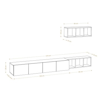 Mueble TV con estante Pıa roble blanco - 393MRD1284