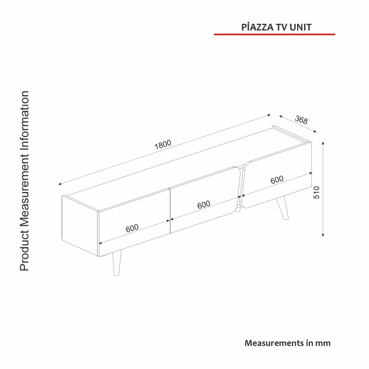 Mueble TV con estante Pizza blanco nogal