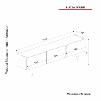 Mueble TV con estante Pizza blanco nogal - 804TRH3077