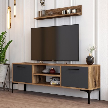 Mueble TV con estante Riga nogal antracita