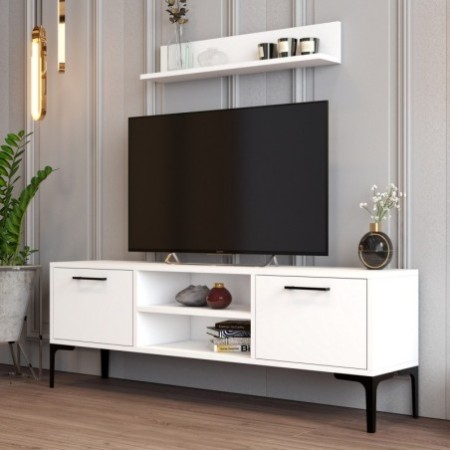 Mueble TV con estante Riga blanco