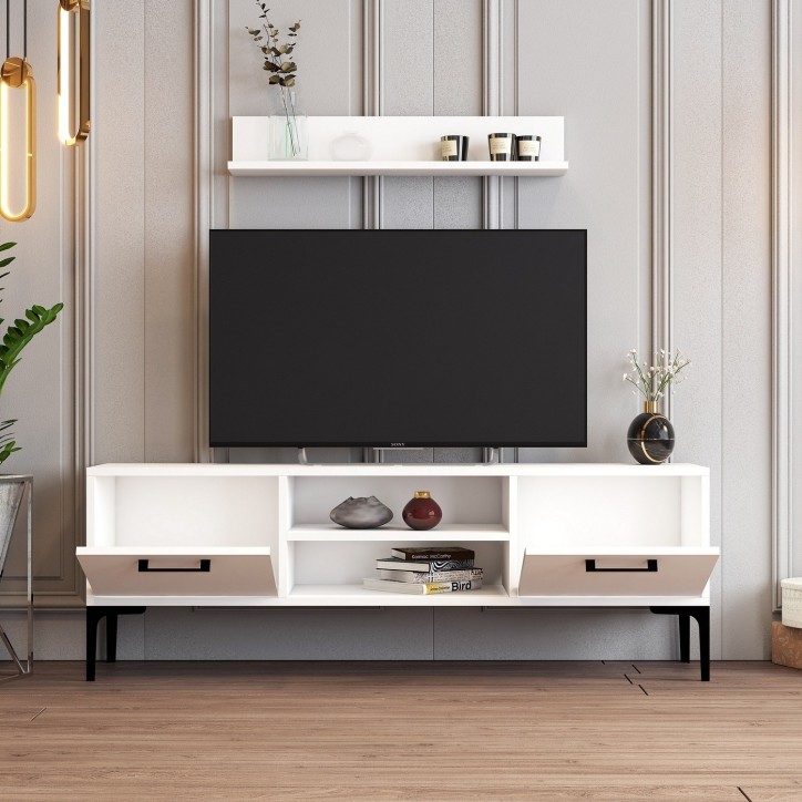 Mueble TV con estante Riga blanco