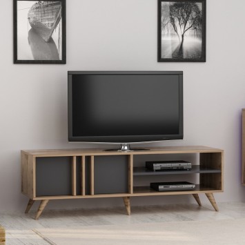 Mueble TV con estante Rilla roble antracita - 506MNR1114