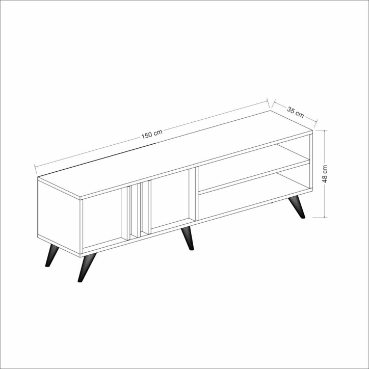 Mueble TV con estante Rilla roble antracita