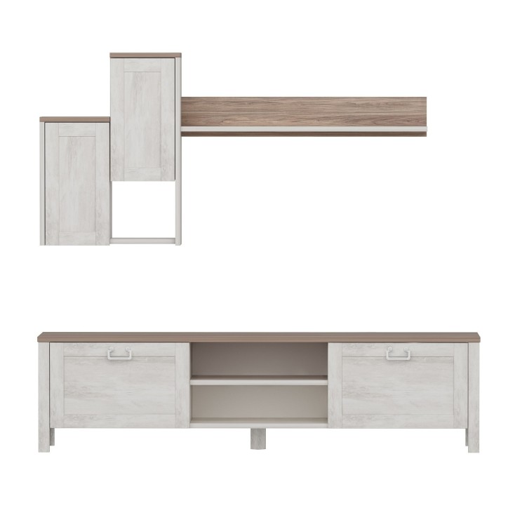 Mueble TV con estante Sento roble blanco