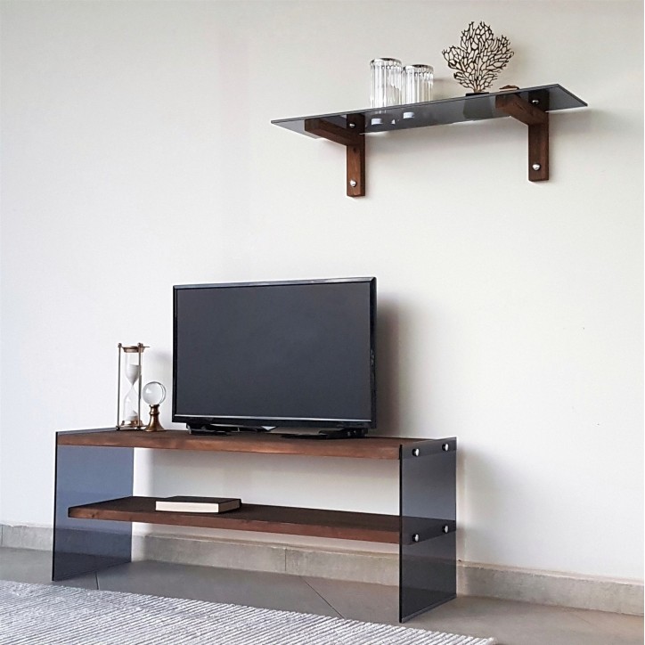 Mueble TV con estante TV101 nogal