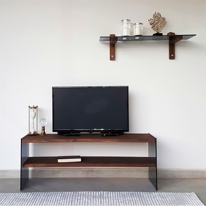 Mueble TV con estante TV101 nogal