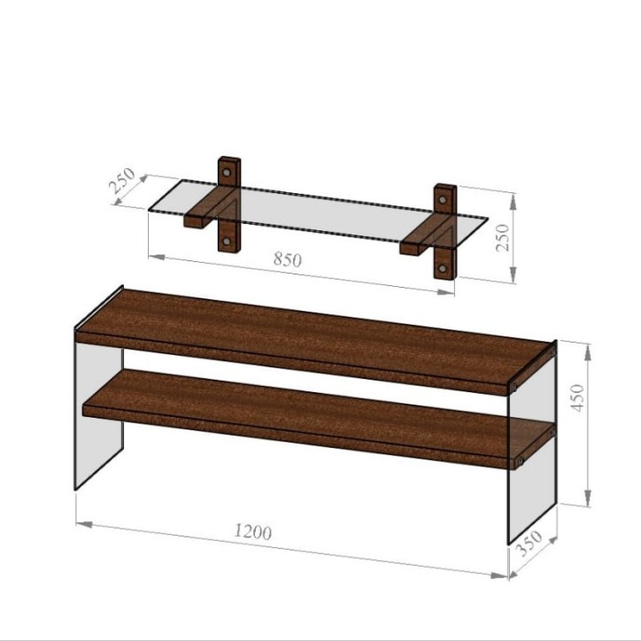 Mueble TV con estante TV101 nogal