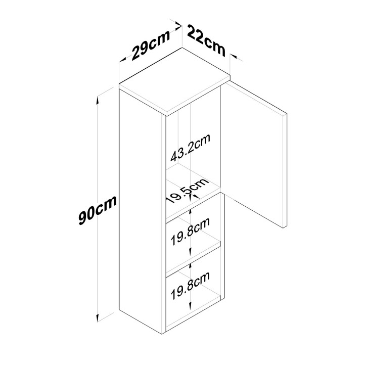 Estante de pared AF102 2447 blanco nogal