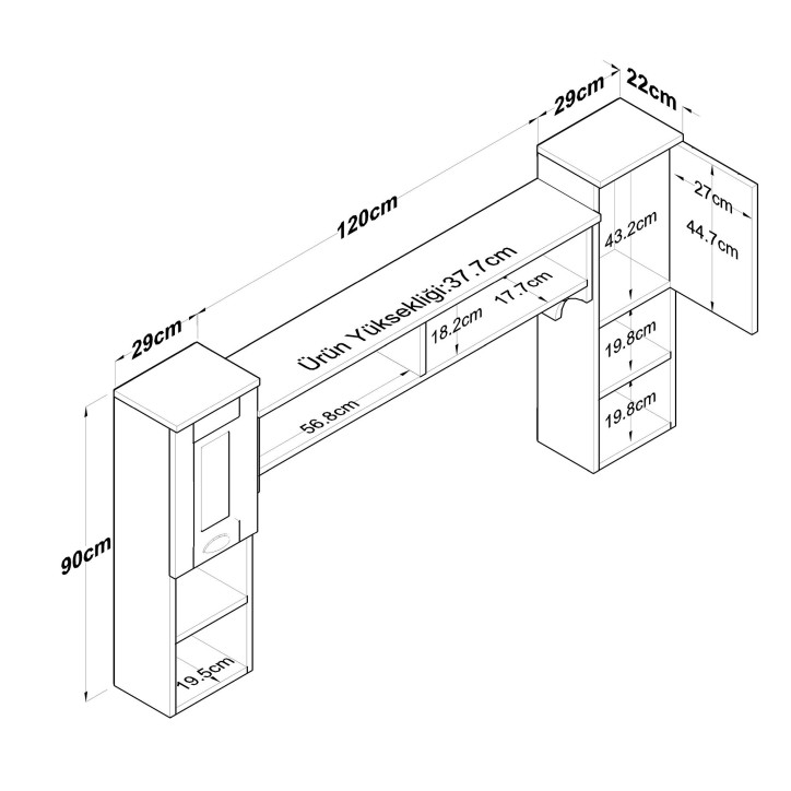 Estante de pared AF103-2622 blanco nogal