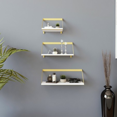 Estante de pared Düsseldorf L2061 blanco oro