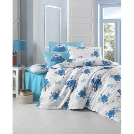 Juego ropa de cama doble Ranforce Bella blanco azul