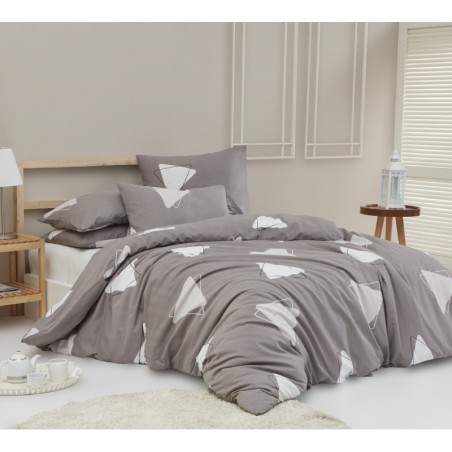 Juego ropa de cama doble Ranforce Bubu  gris blanco