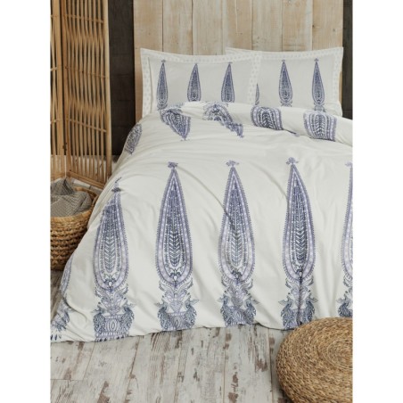 Juego ropa de cama doble Ranforce Budan azul oscuro blanco