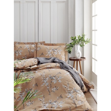 Juego ropa de cama doble Ranforce Chicory  blanco naranja