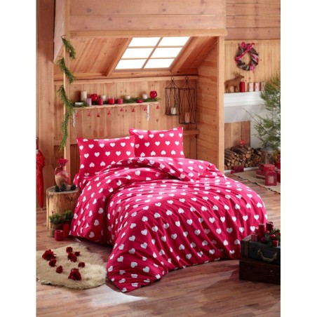 Juego ropa de cama doble Ranforce Chole  rojo blanco